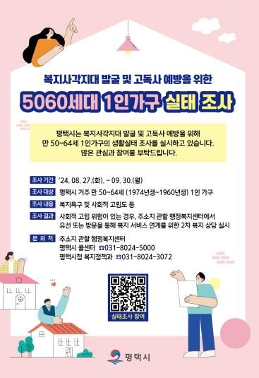 평택시, 5060세대 1인가구 실태조사 실시
