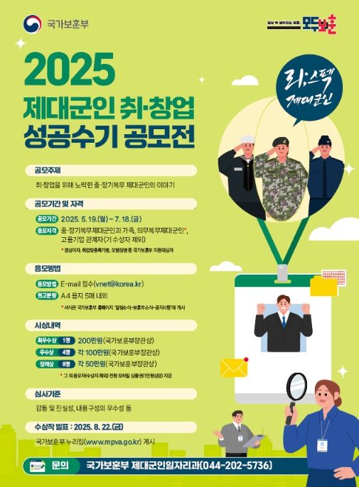 2025 제대군인 취·창업 수기 공모전 포스터