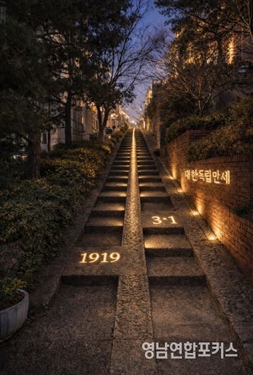대구 중구, 야간관광 활성화 사업 공모 선정…청라언덕 3‧1만세운동길 빛으로 재탄생(3‧1만세운동길 고보조명 연출 챗지피티 생성 이미지)
